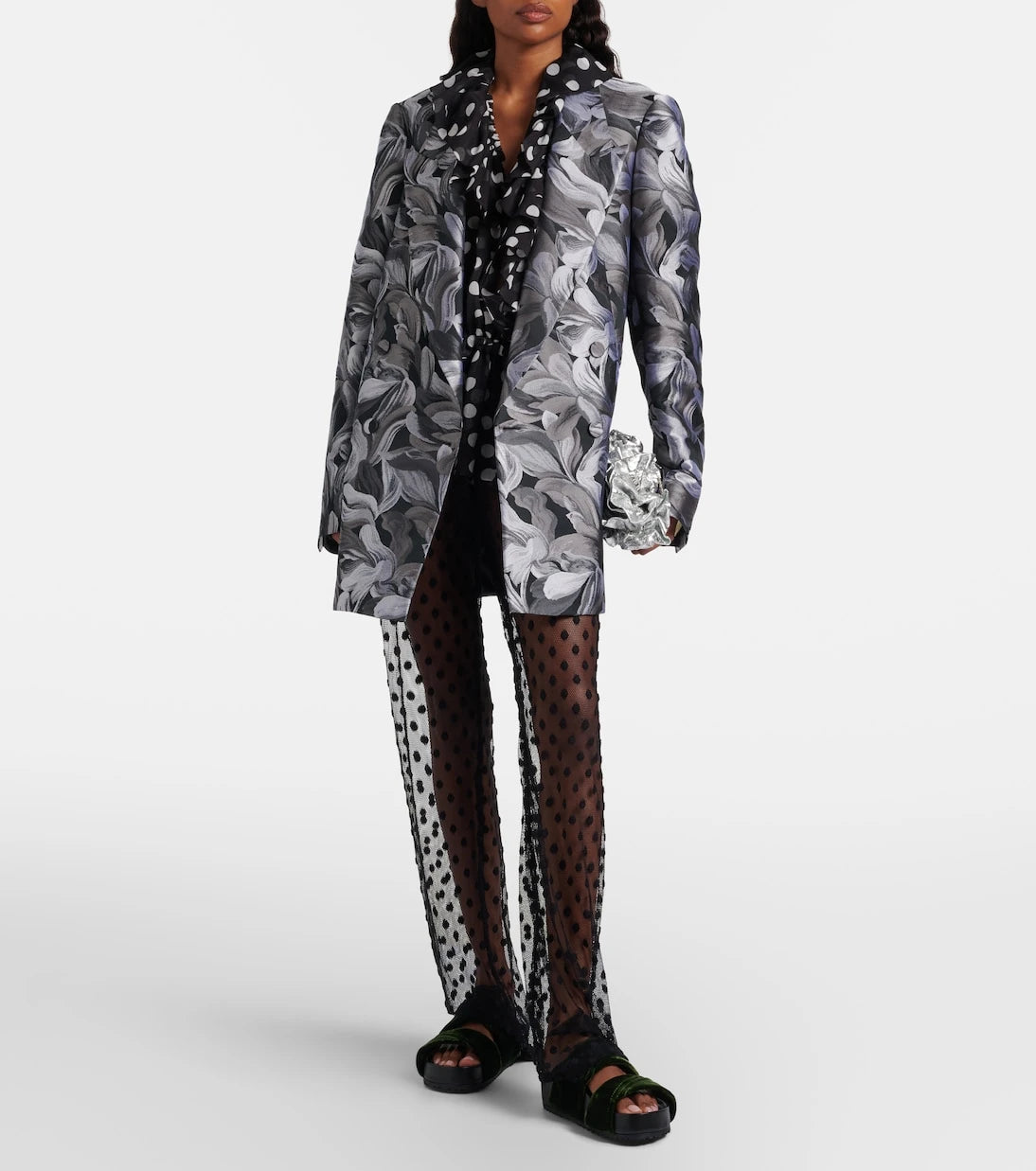 Dries Van Noten - Polka-dot mesh slim pants
