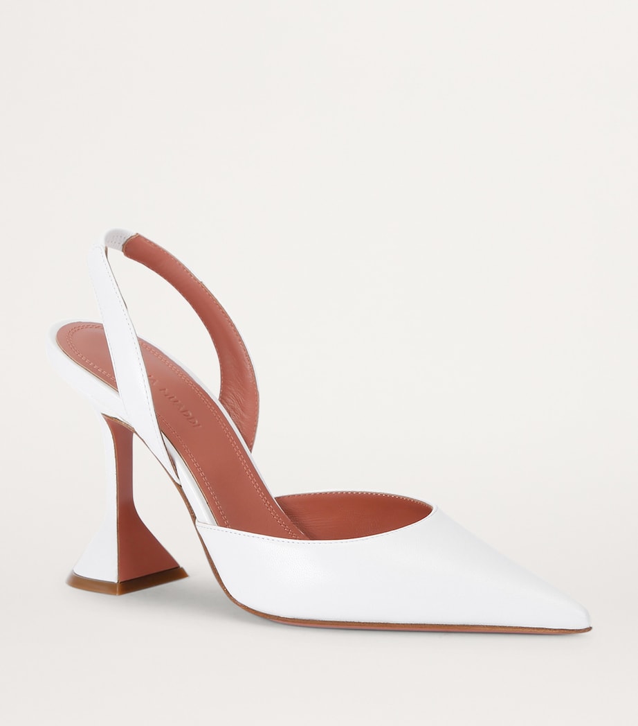 Amina Muaddi White Leather Holli Slingback Pumps 95