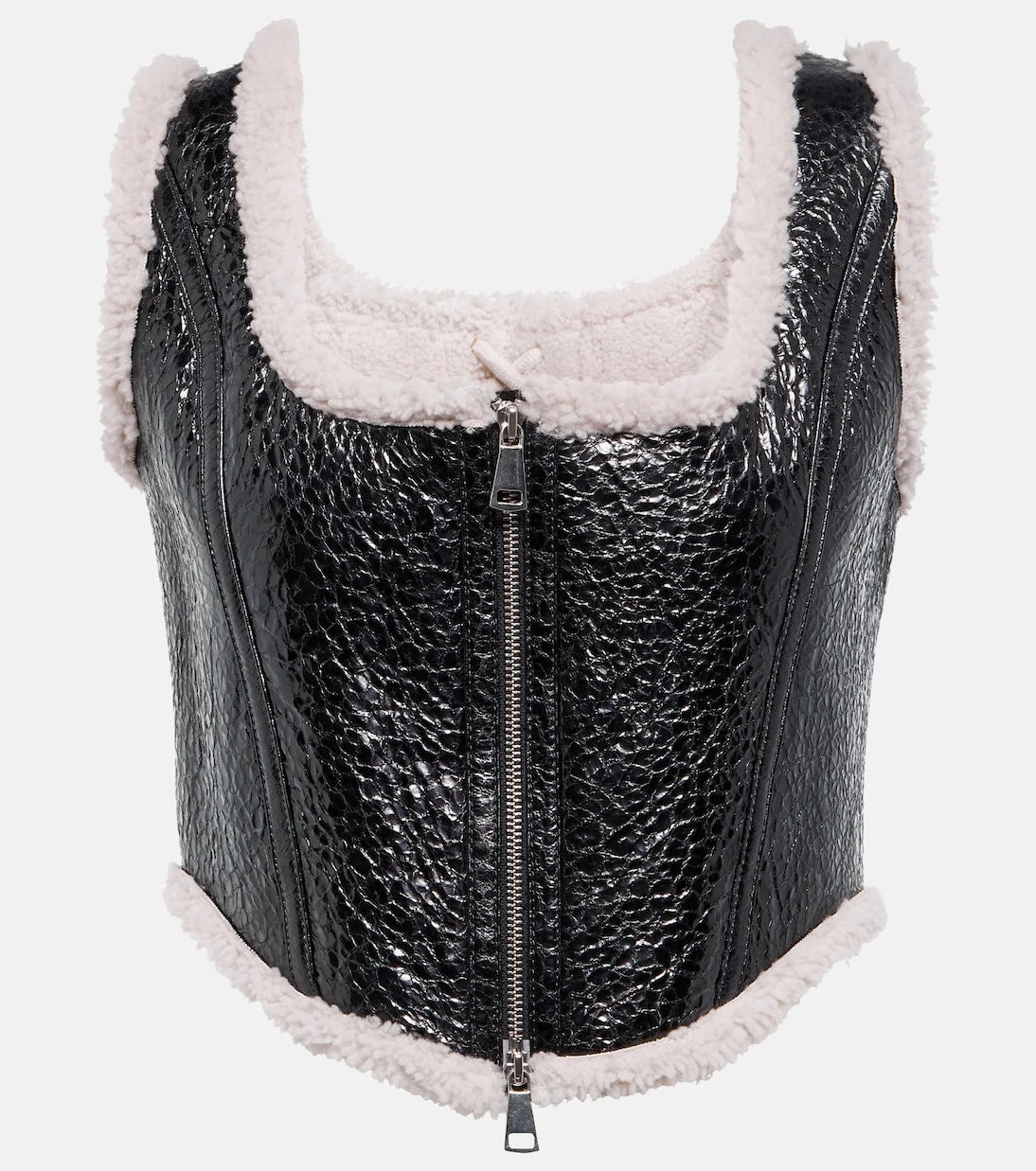 Jean Paul Gaultier - Laminated leather and shearling corset