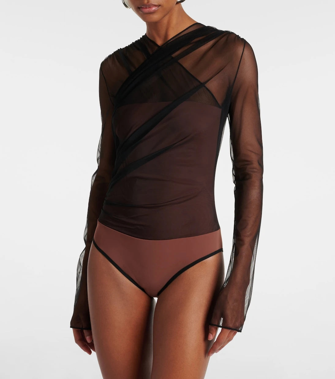 Nensi Dojaka - Renee draped tulle bodysuit