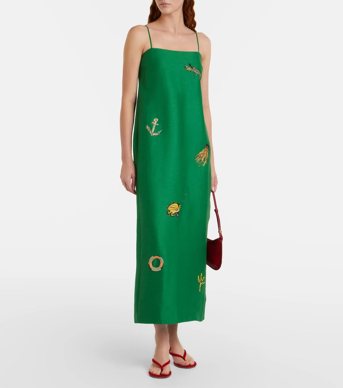 Alémais - Embellished printed linen-blend maxi dress