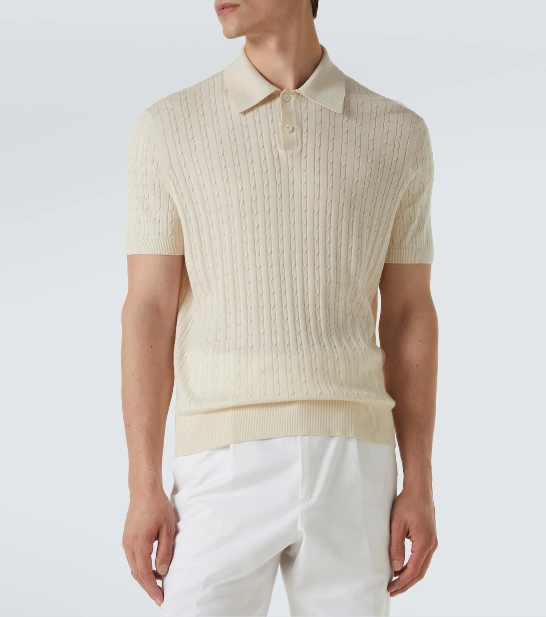 Dunhill - Cable-knit cotton and silk polo shirt