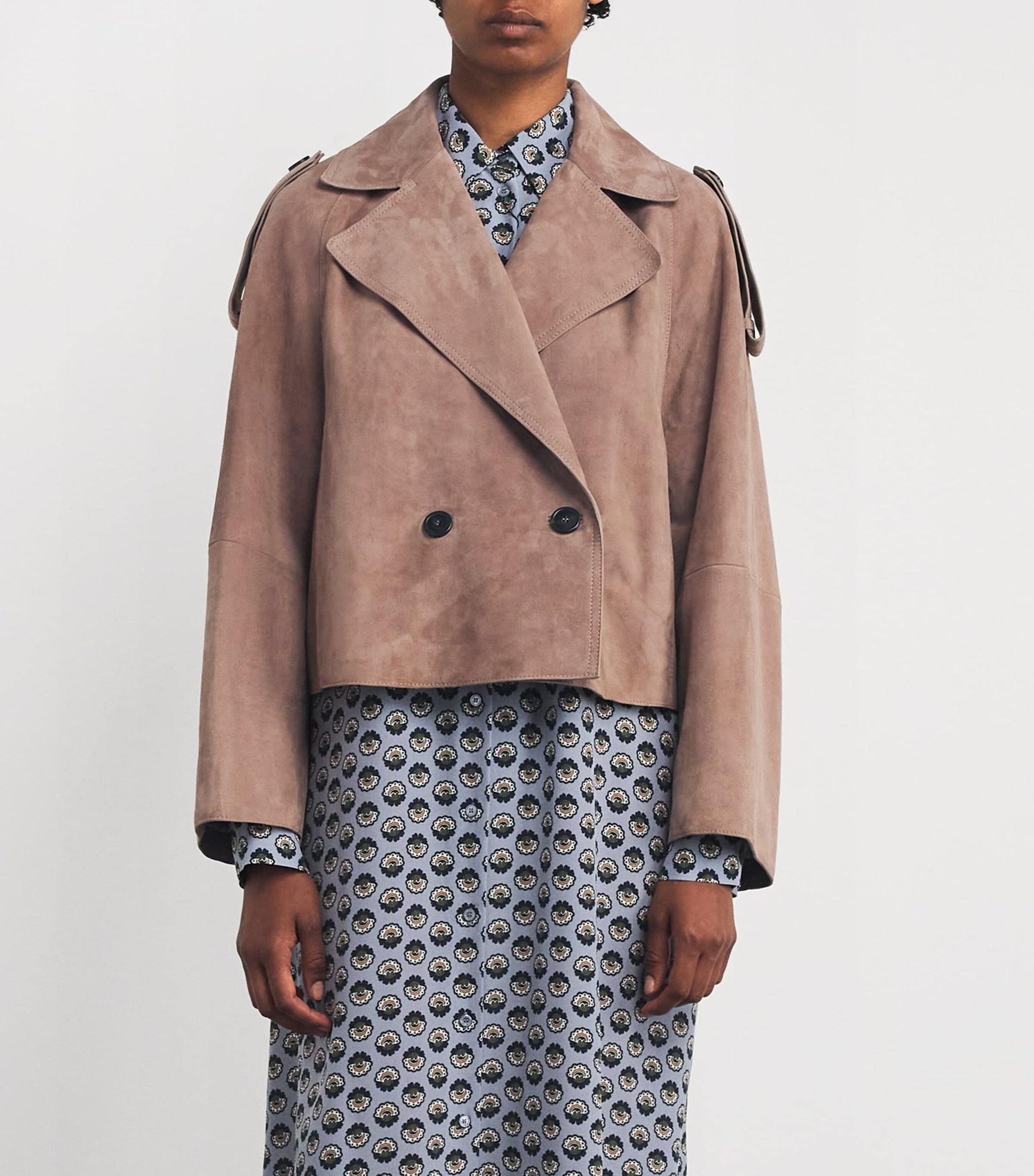 Weekend Max Mara Brown Suede Short-Line Trench Coat