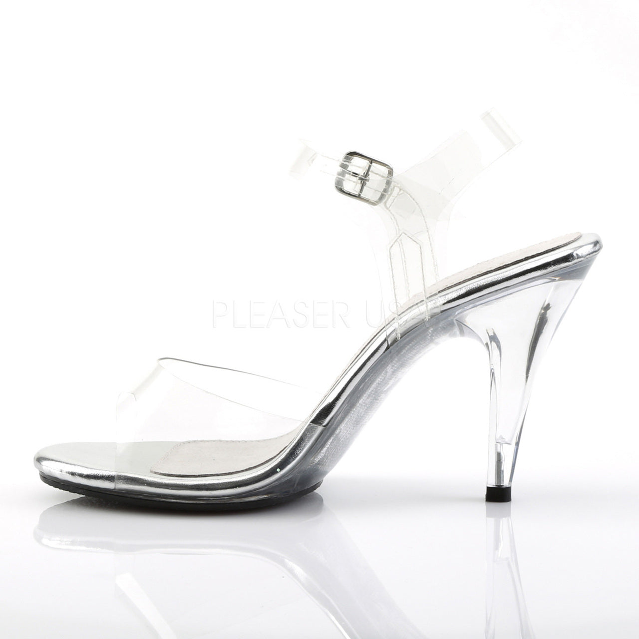 Clear 4" Heel Ankle Strap Sandal
