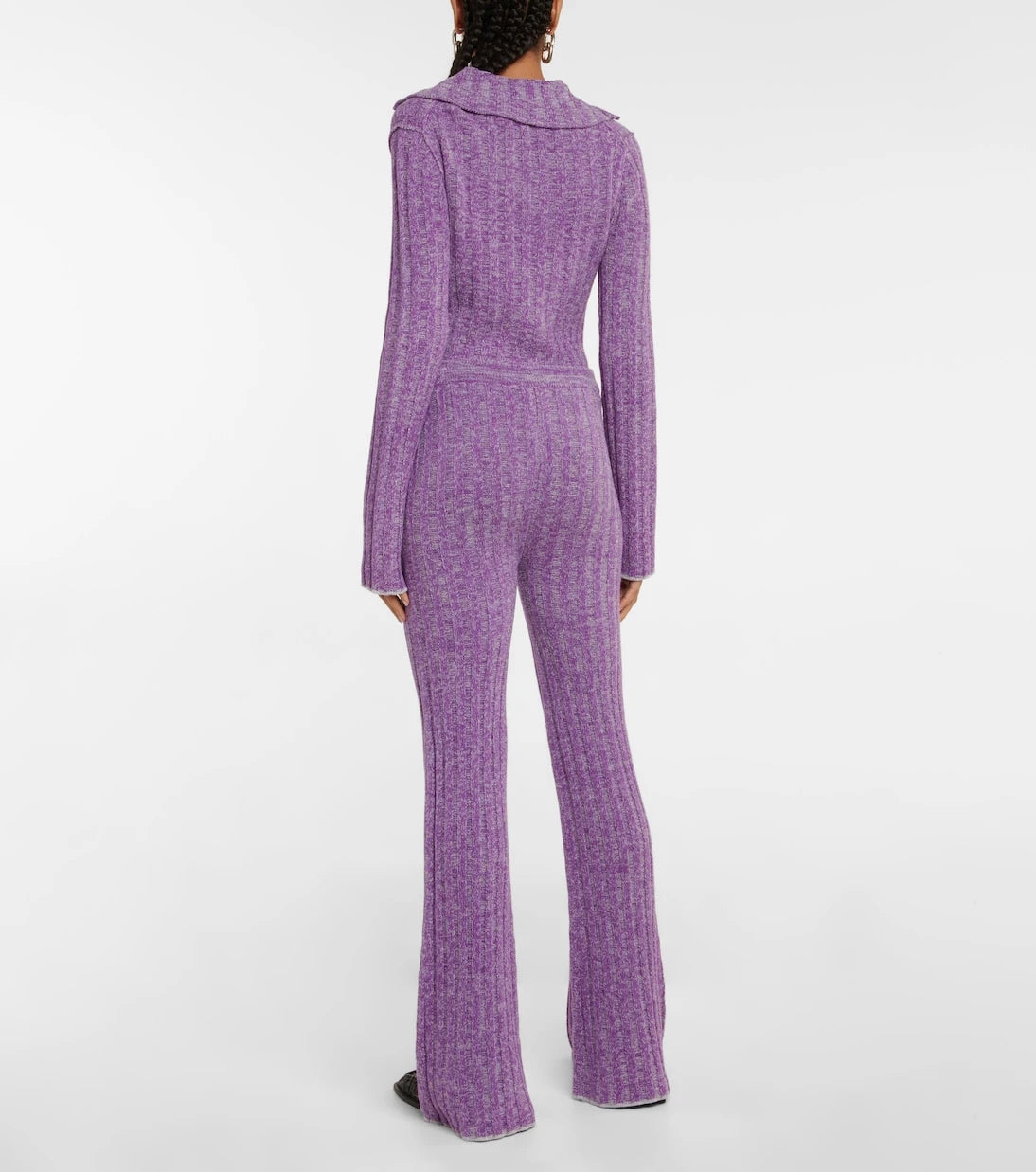 Acne Studios - Ribbed-knit flared wool-blend pants