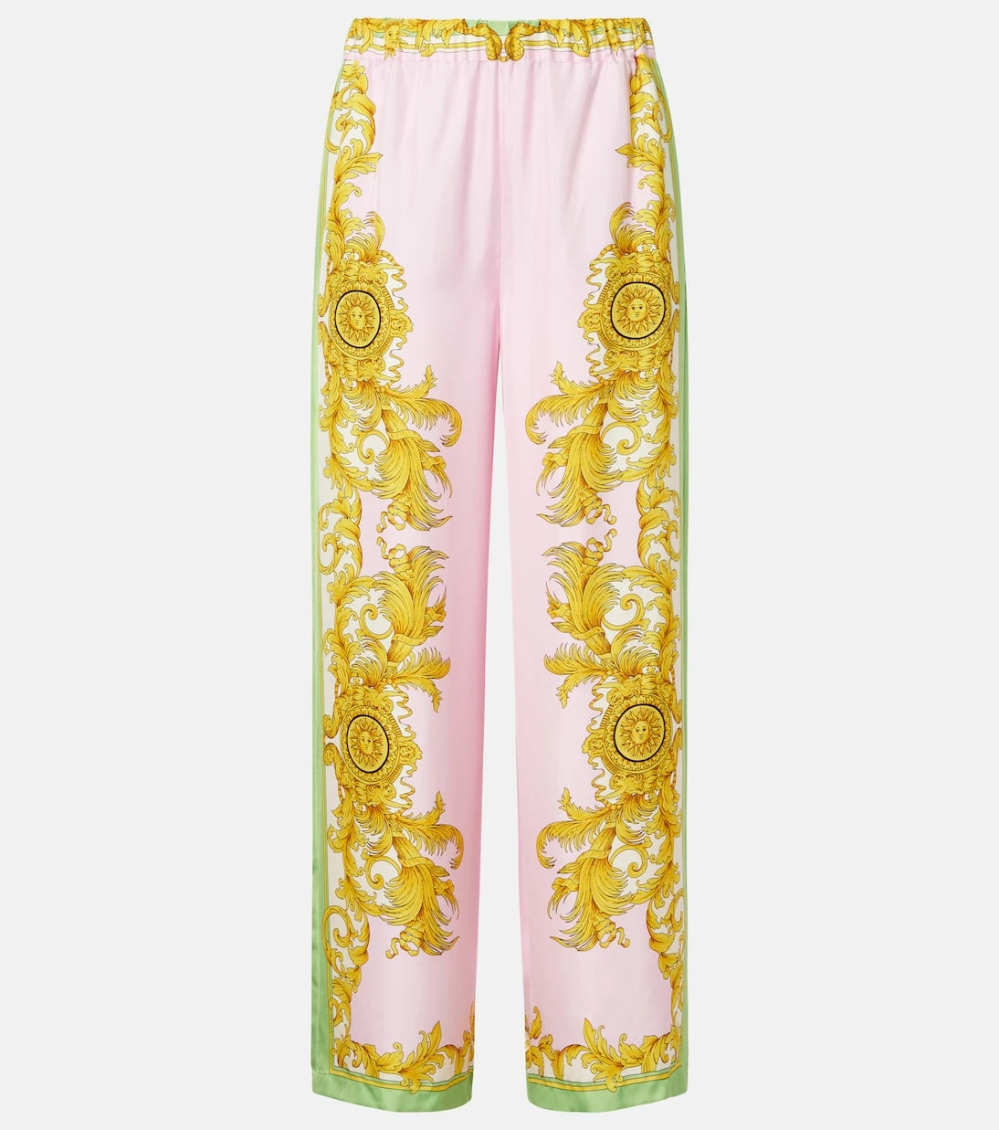 Versace - Printed silk twill wide-leg pants