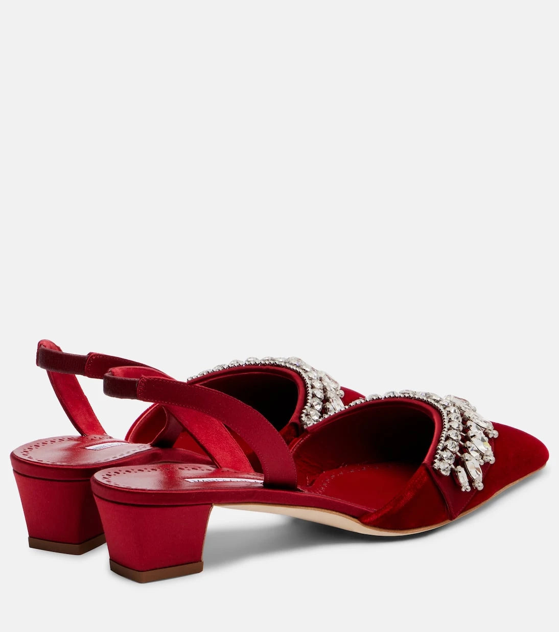 Manolo Blahnik - Bequila 30 embellished velvet slingback pumps