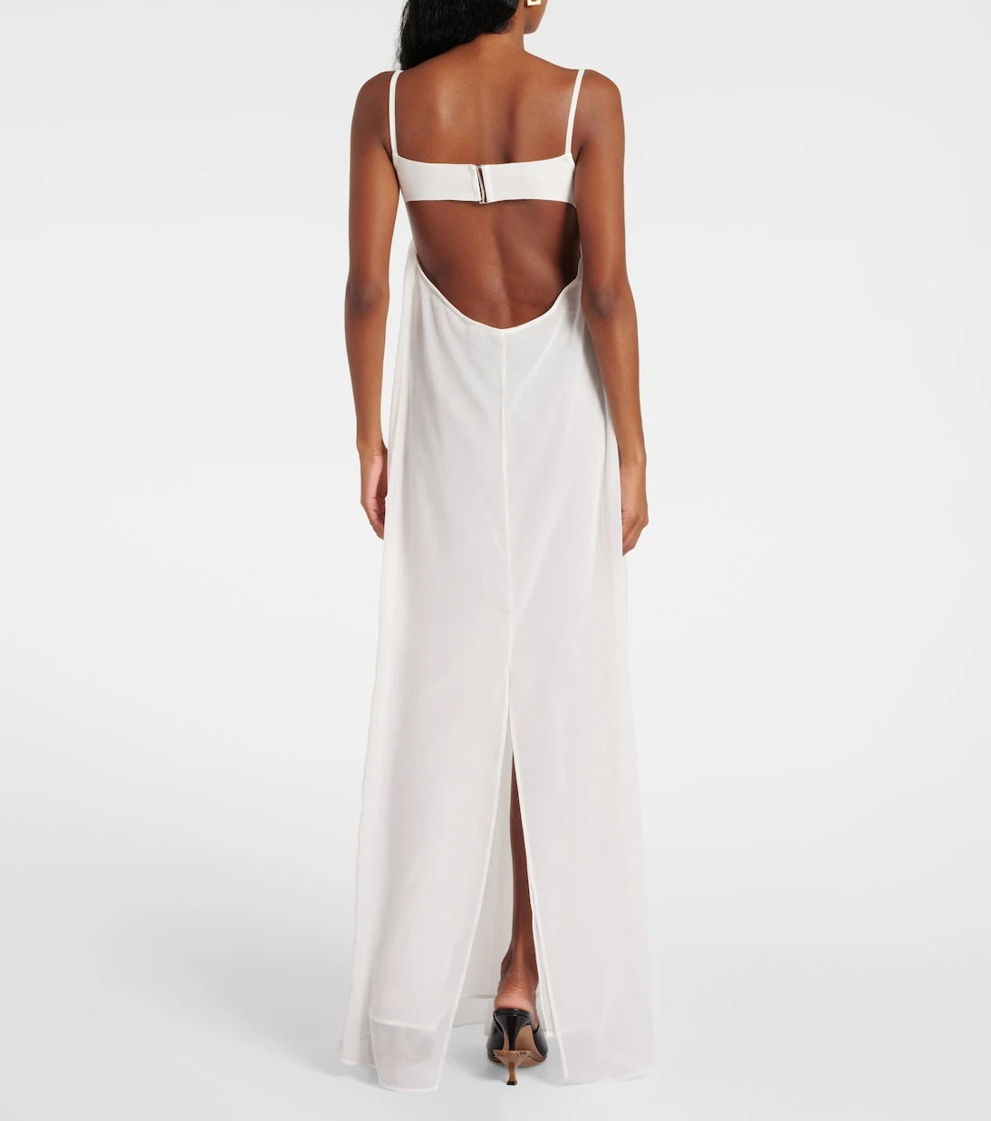 Jacquemus - Peplo jersey and muslin maxi dress
