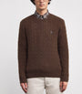 Brown Wool-Cashmere Cable-Knit Sweater