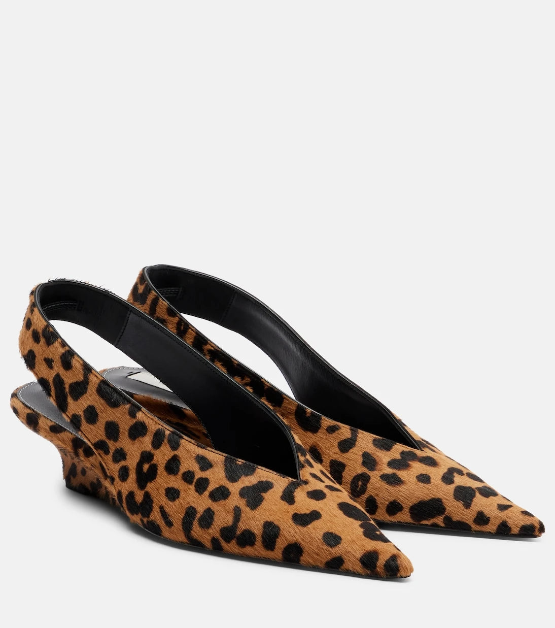 Toteme - Leopard-print calf hair slingback pumps