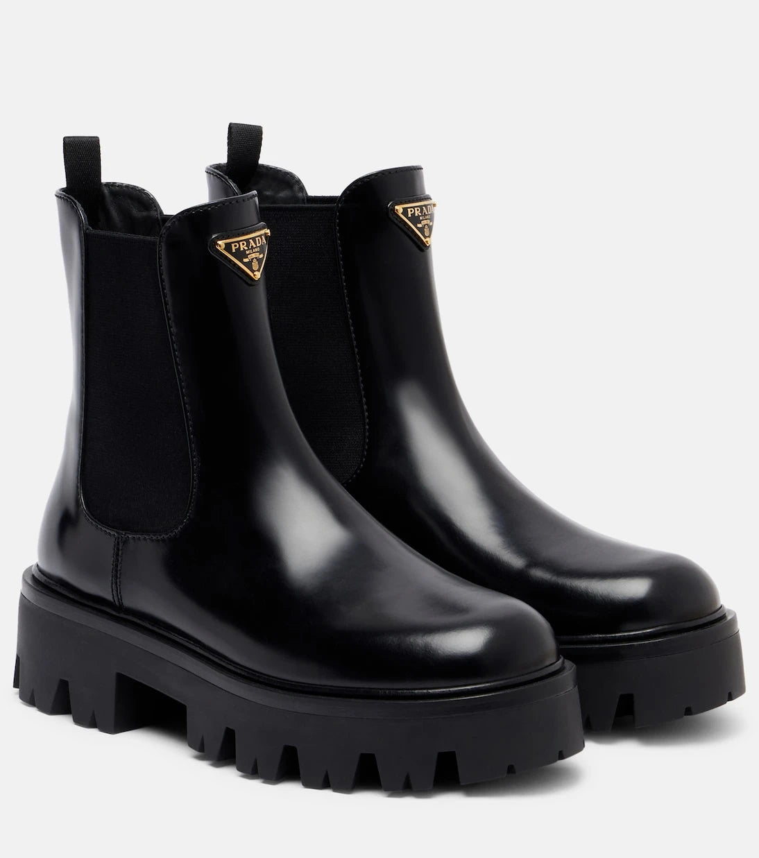 Prada - Logo leather platform Chelsea boots