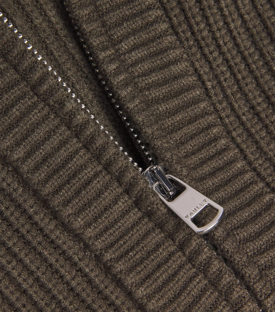 Varley Brown Ribbed Half-Zip Maura Sweater