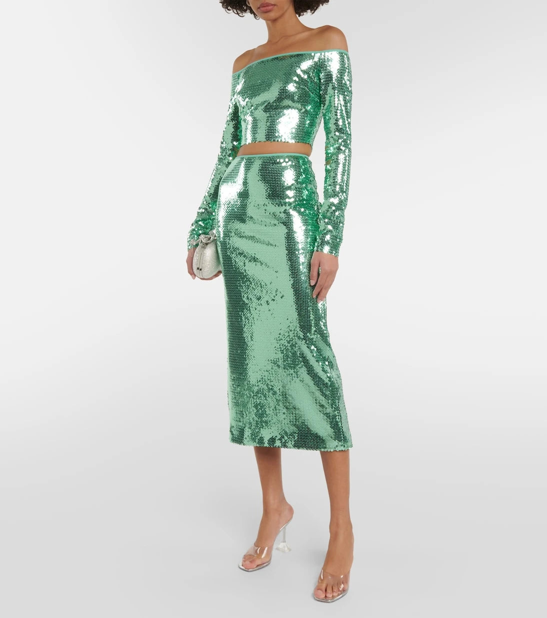David Koma - Sequined off-shoulder crop top