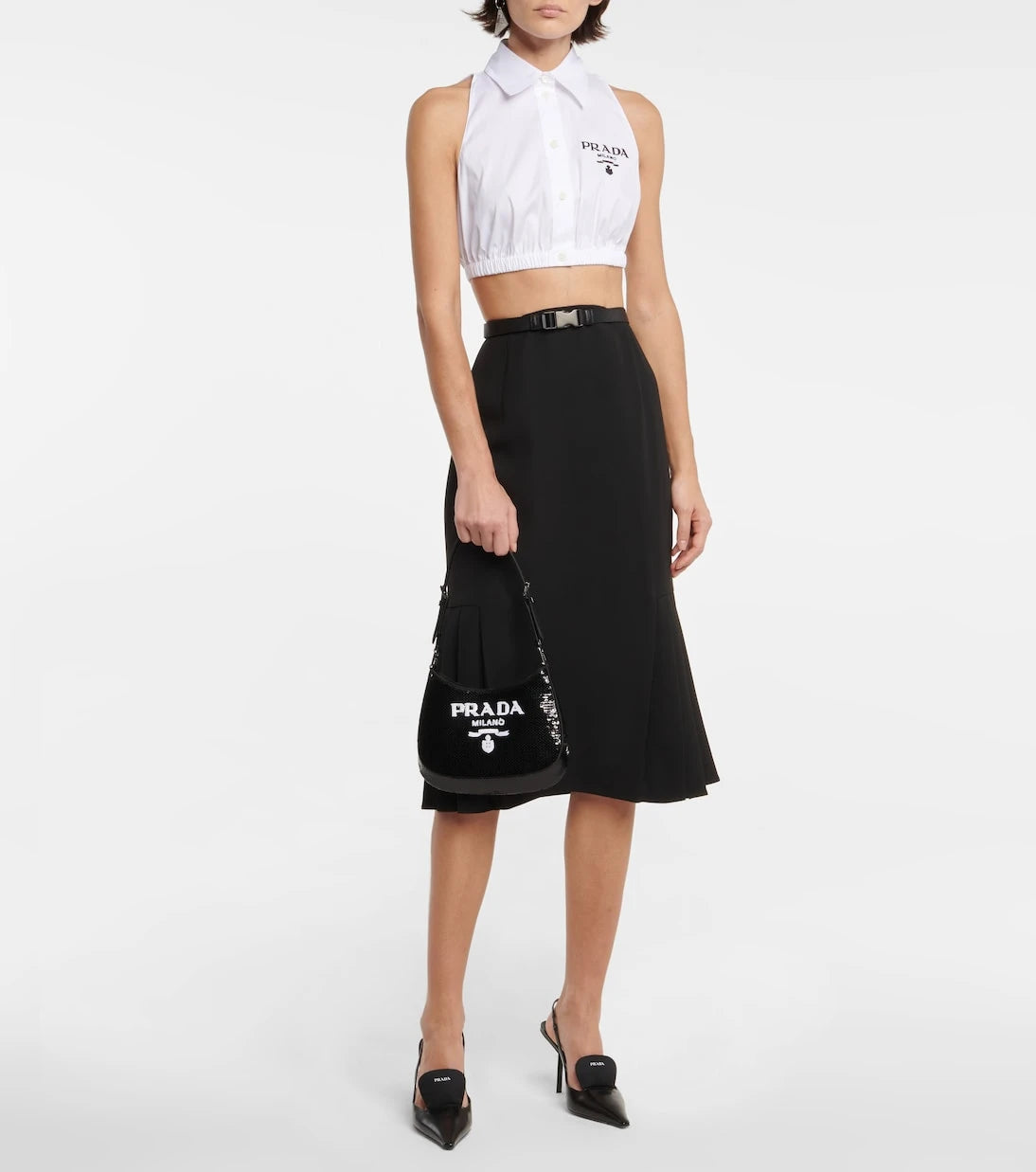 Prada - Cleo Small sequined shoulder bag