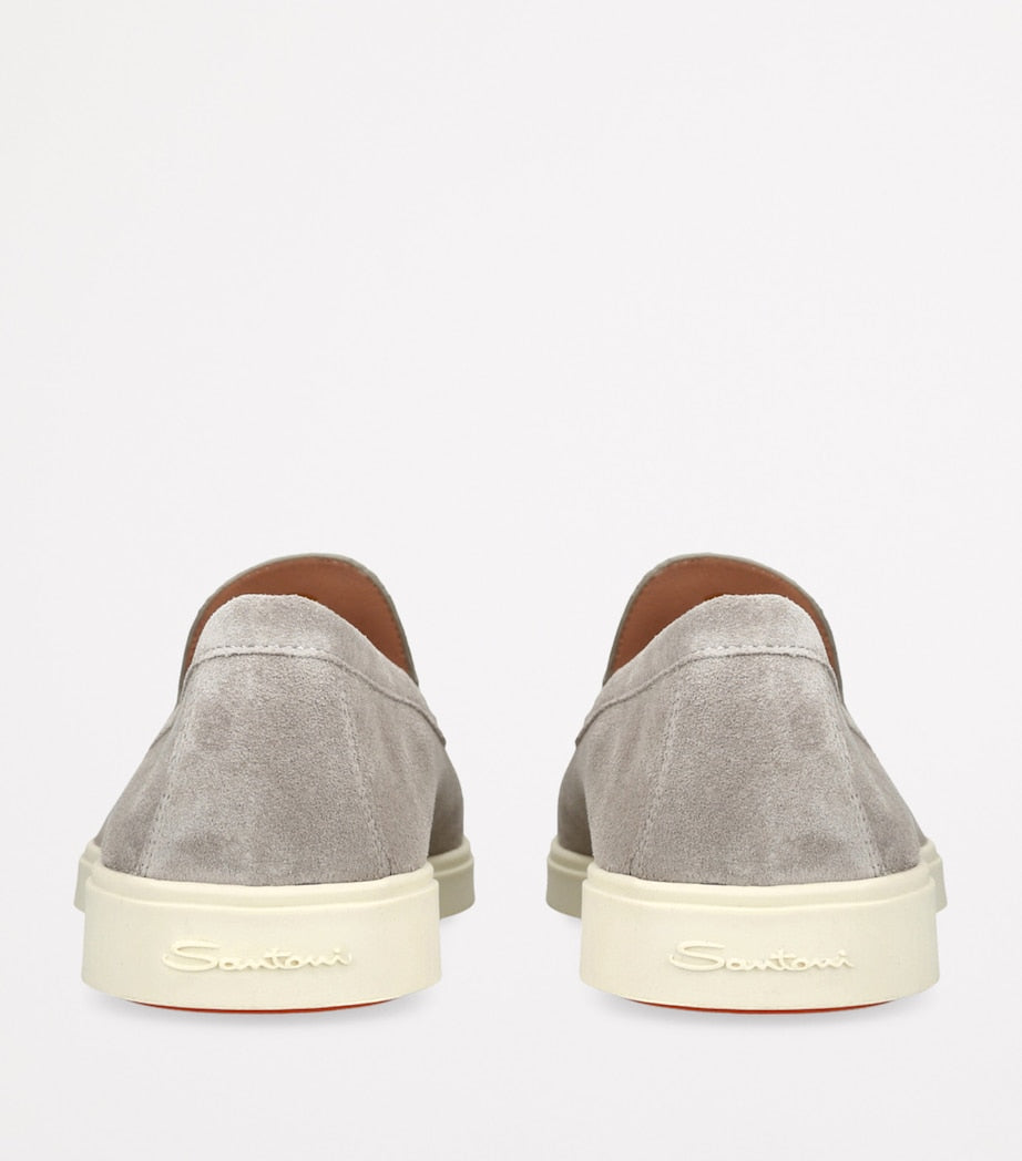 Santoni Brown Suede Feudal Loafers