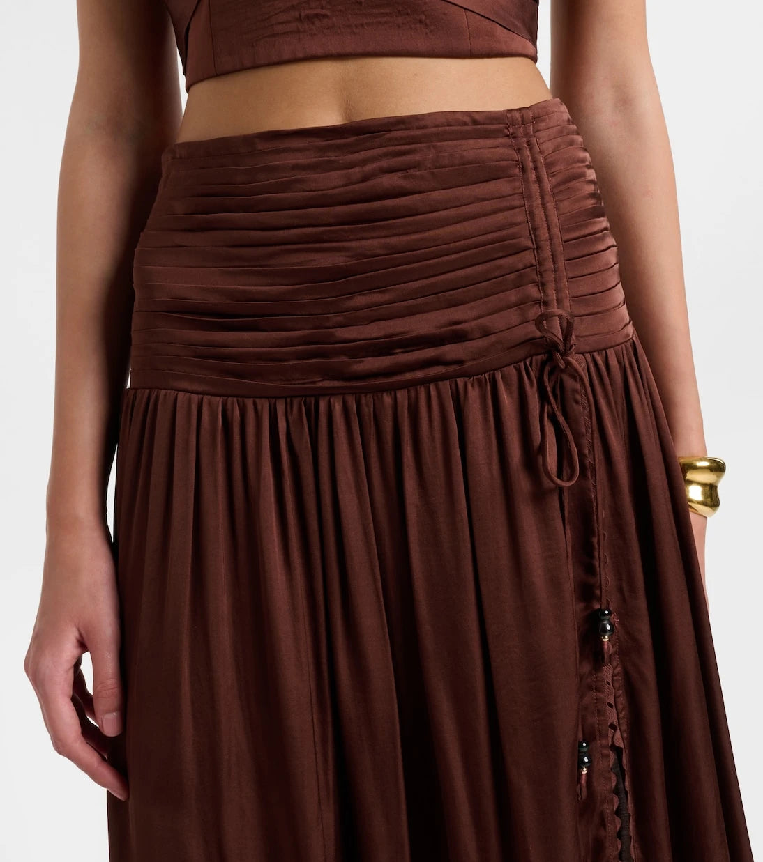 Poupette St Barth - Carla pleated satin maxi skirt