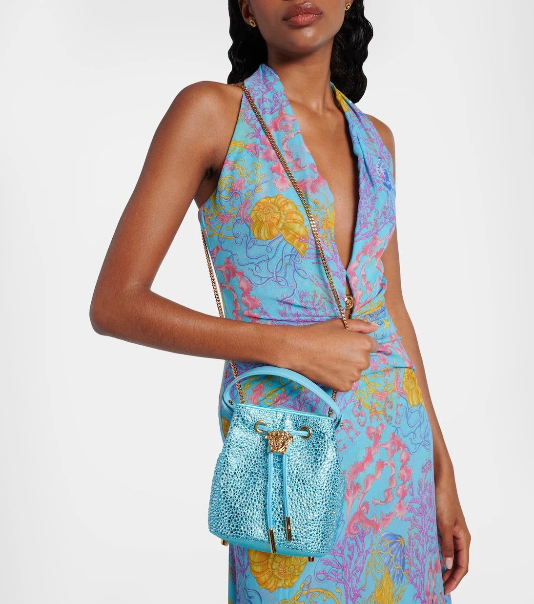 Versace - La Medusa Medium embellished bucket bag