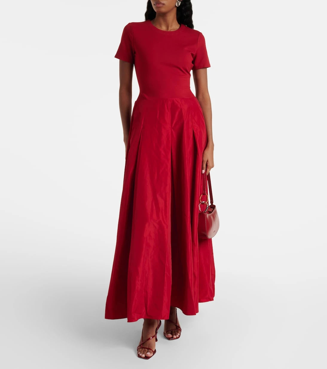 Staud - Pleated ponte and grosgrain maxi dress
