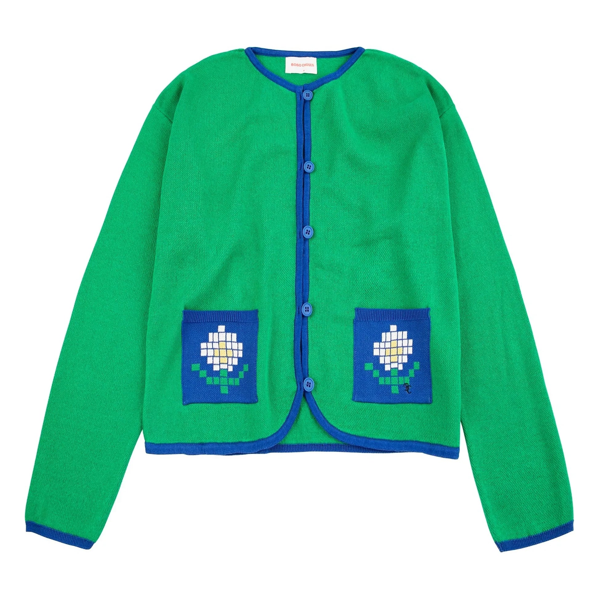 Bobo Choses - Pixel Daisy organic cotton cardigan | Green
