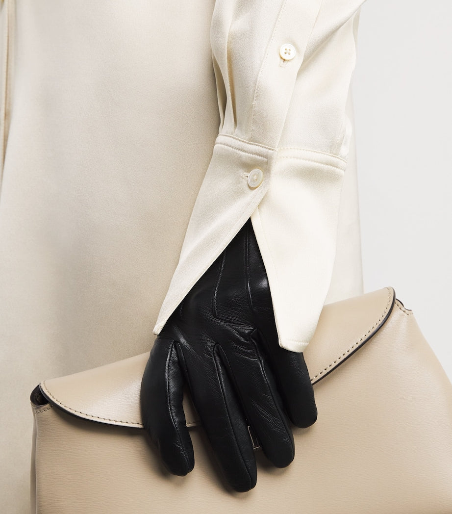 Toteme White Satin Slouch-Waist Shirt Dress