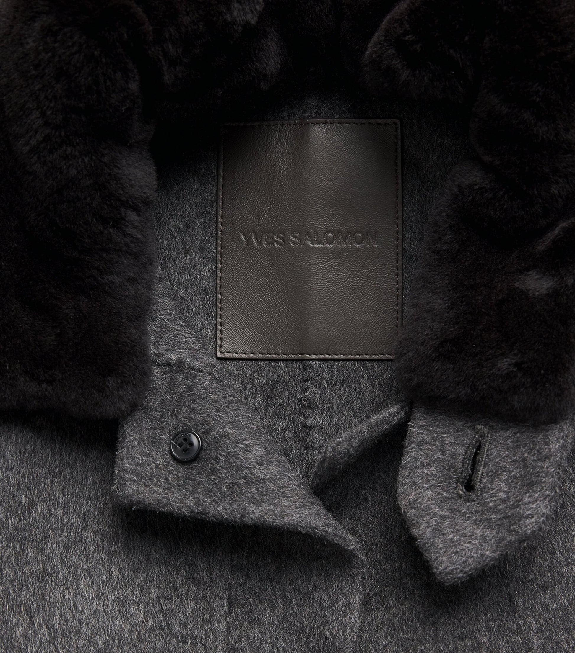 Yves Salomon Beige Wool-Cashmere Mink-Collar Overcoat