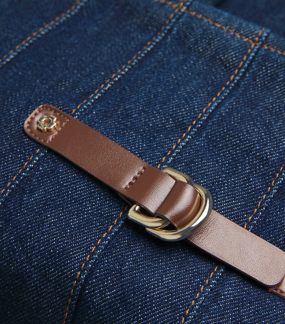 Stretch Denim Mini Skorts NAVY