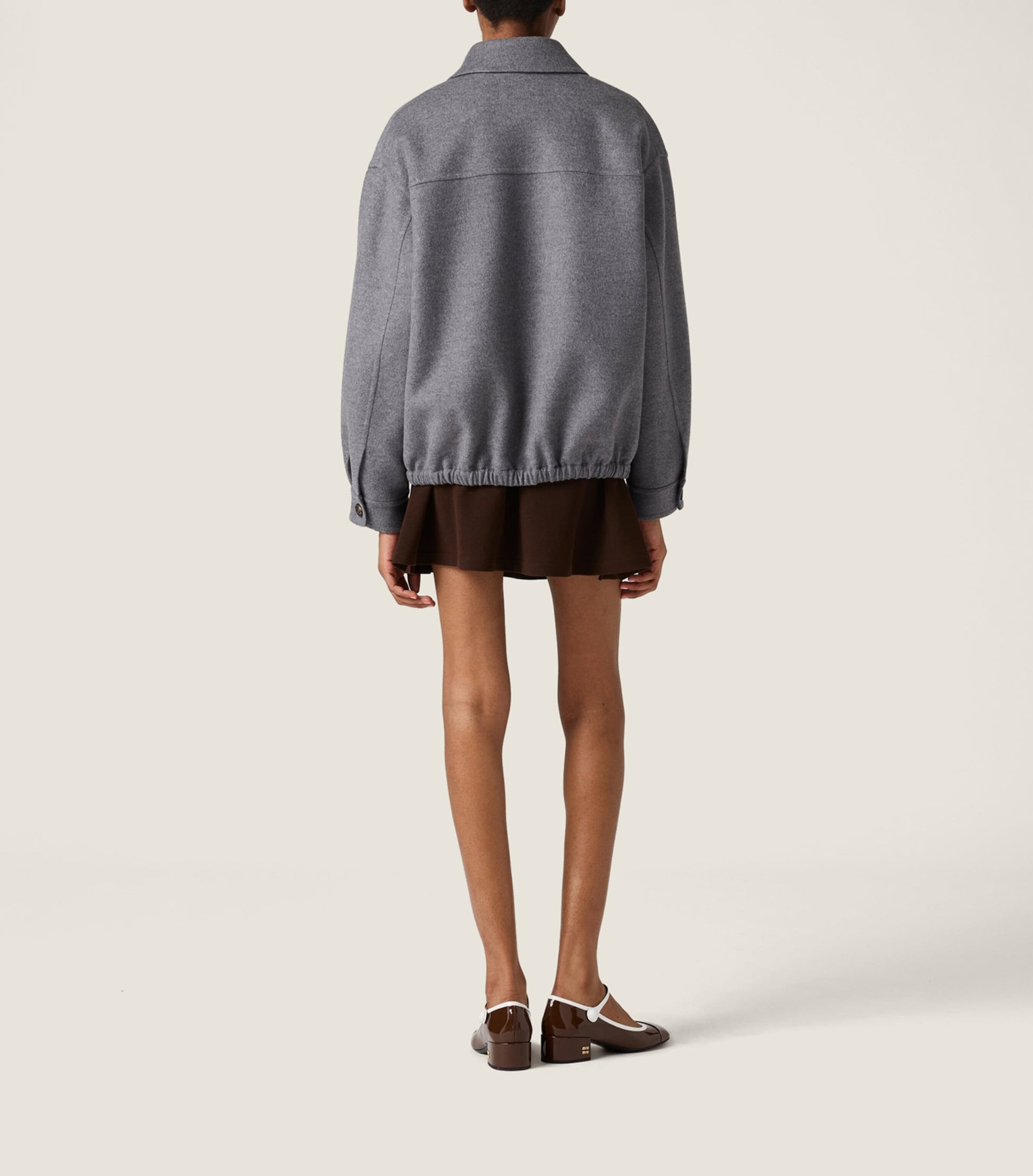 Miu Miu Grey Wool-Cashmere Shirt Jacket