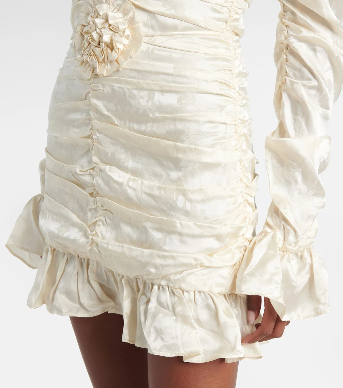 Rotate - Bridal ruched silk satin minidress