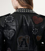 Black Leather College Biker Jacket