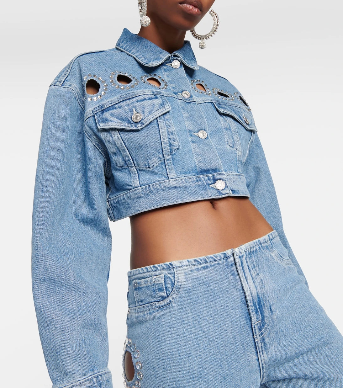 7 For All Mankind - جاكيت الدينم القصير Babe مزخرف
