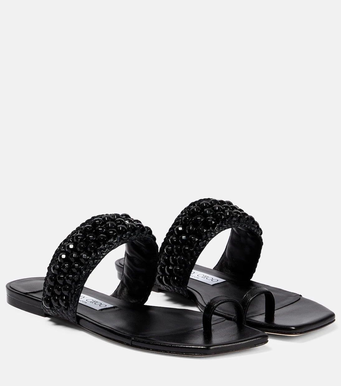 Jimmy Choo - Amoure Flat embellished raffia sandals