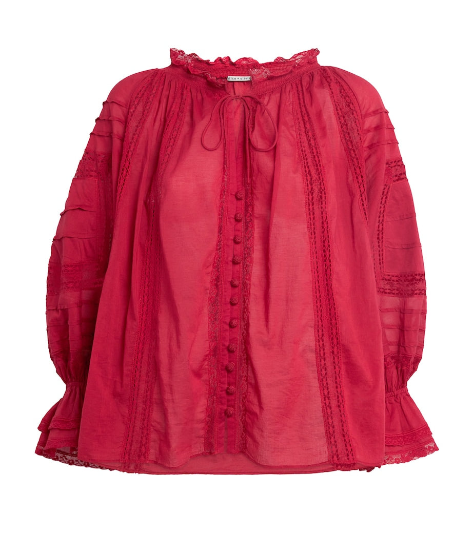 Alice+Olivia Burgundy Cotton Voile Josephine Blouse