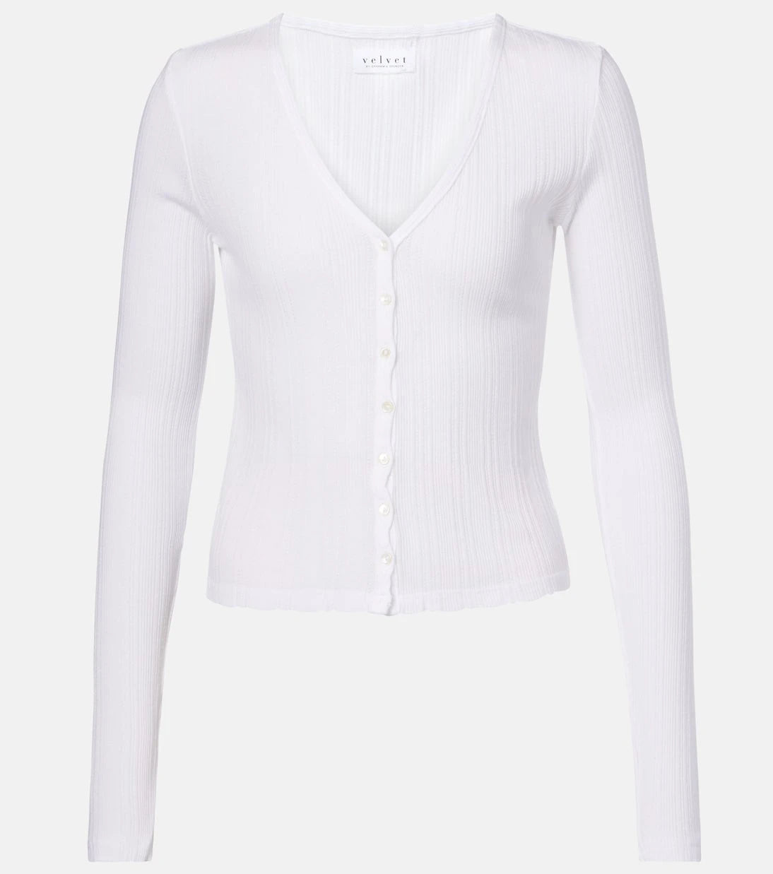 Velvet - Drew cotton-blend pointelle cardigan