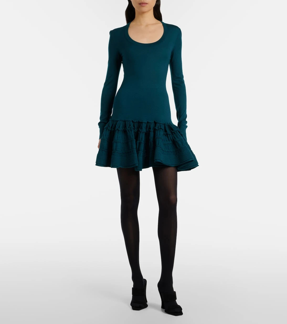 Alaïa - Ruffled wool-blend minidress