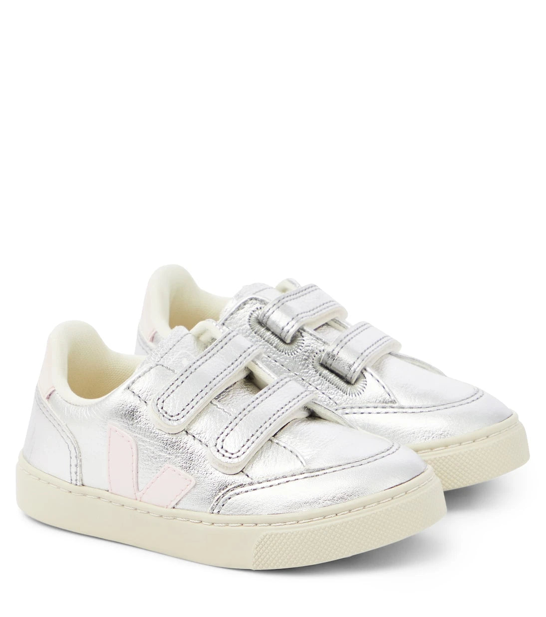 Veja Kids - V-12 metallic leather sneakers