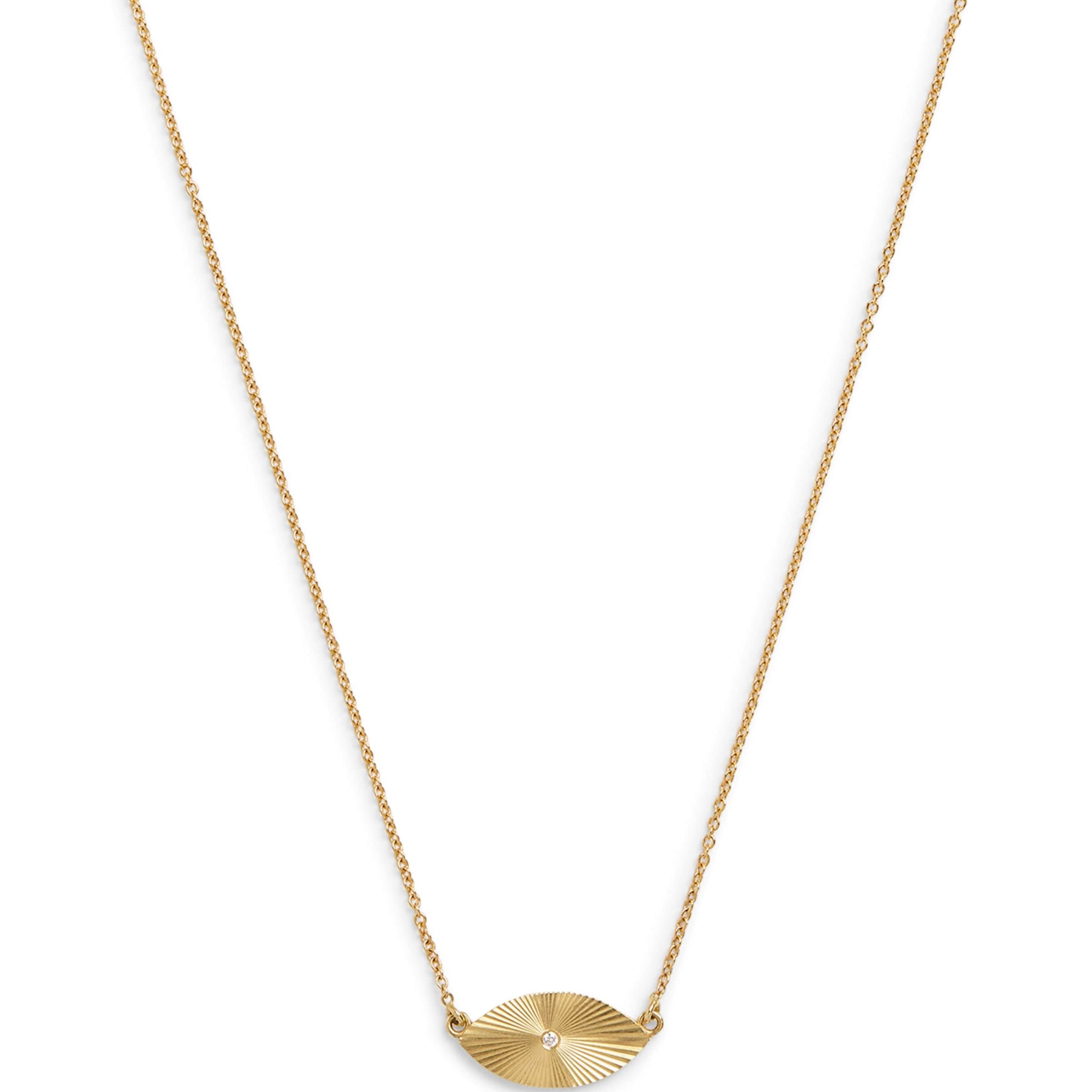 Yellow Gold and Diamond Mini Evil Eye '70s Necklace