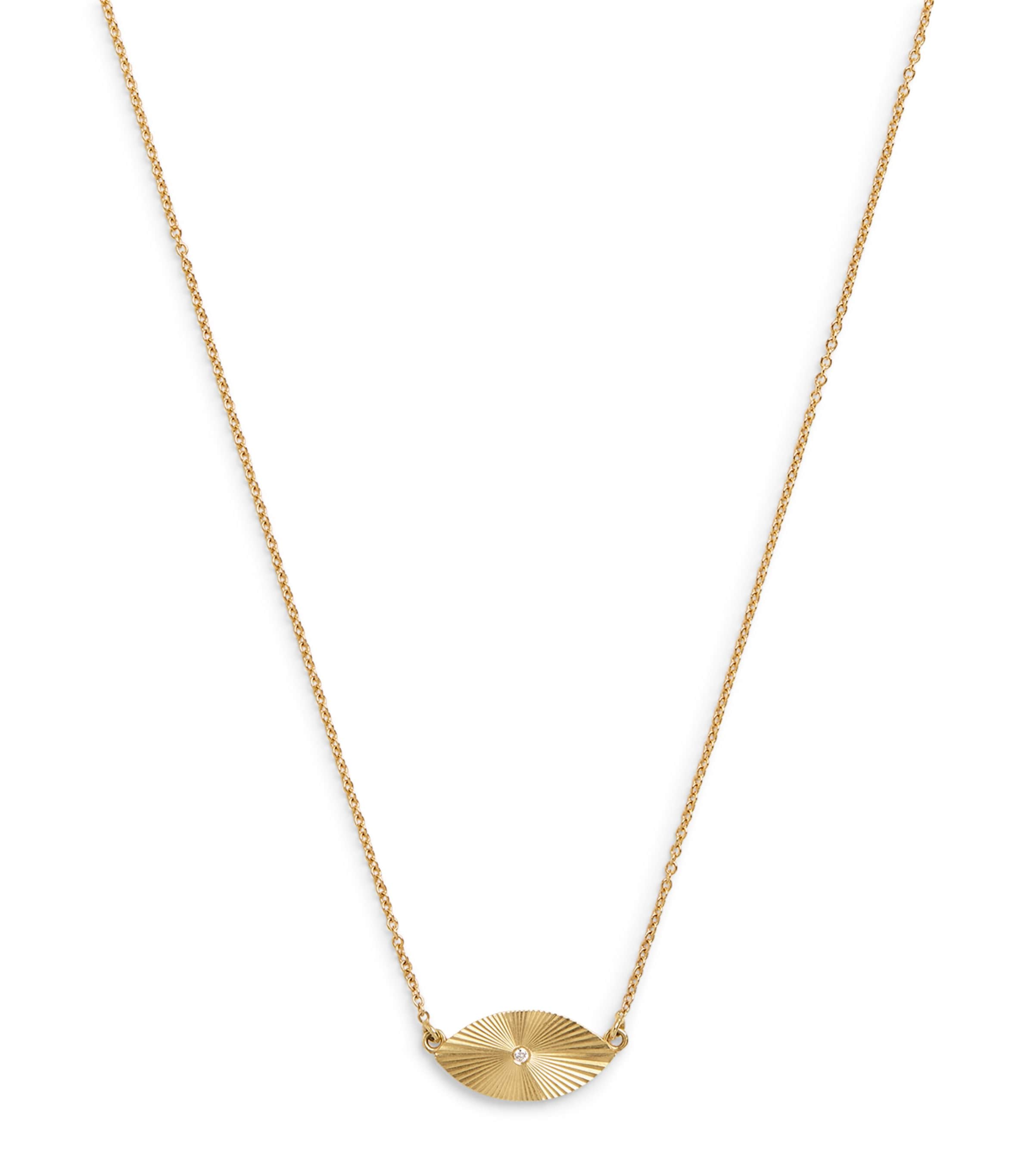 Yellow Gold and Diamond Mini Evil Eye '70s Necklace