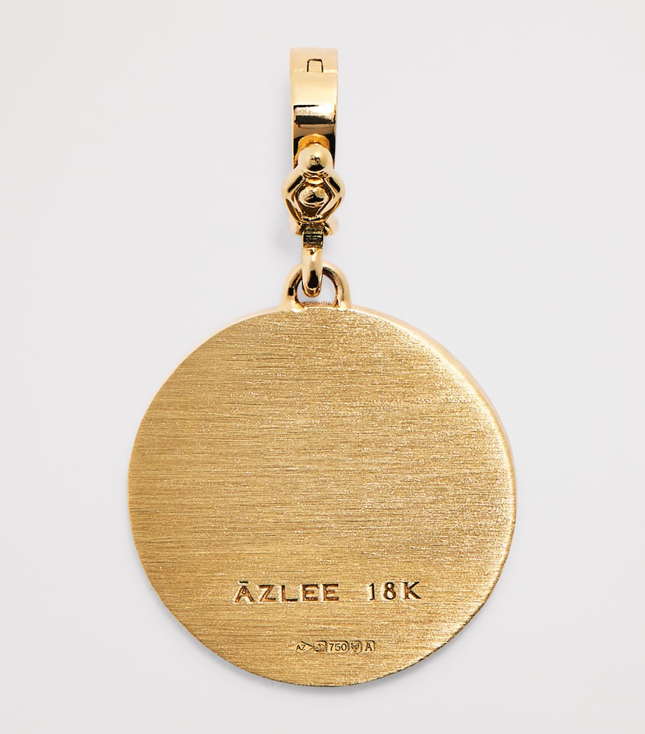 Small Yellow Gold and Diamond Sunburst Coin Charm