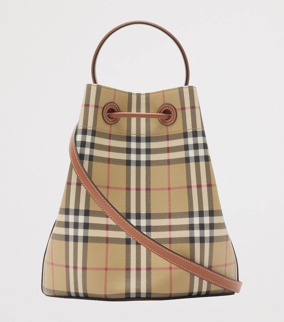 Brown Small Check Bucket Bag