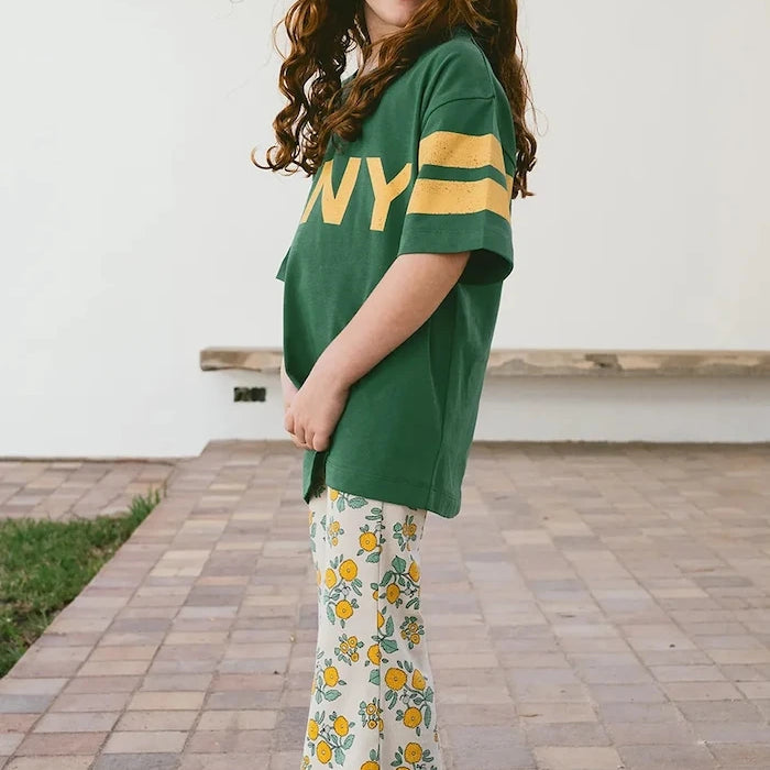 Детски панталон Tinycottons FLOWERS RIB PANT