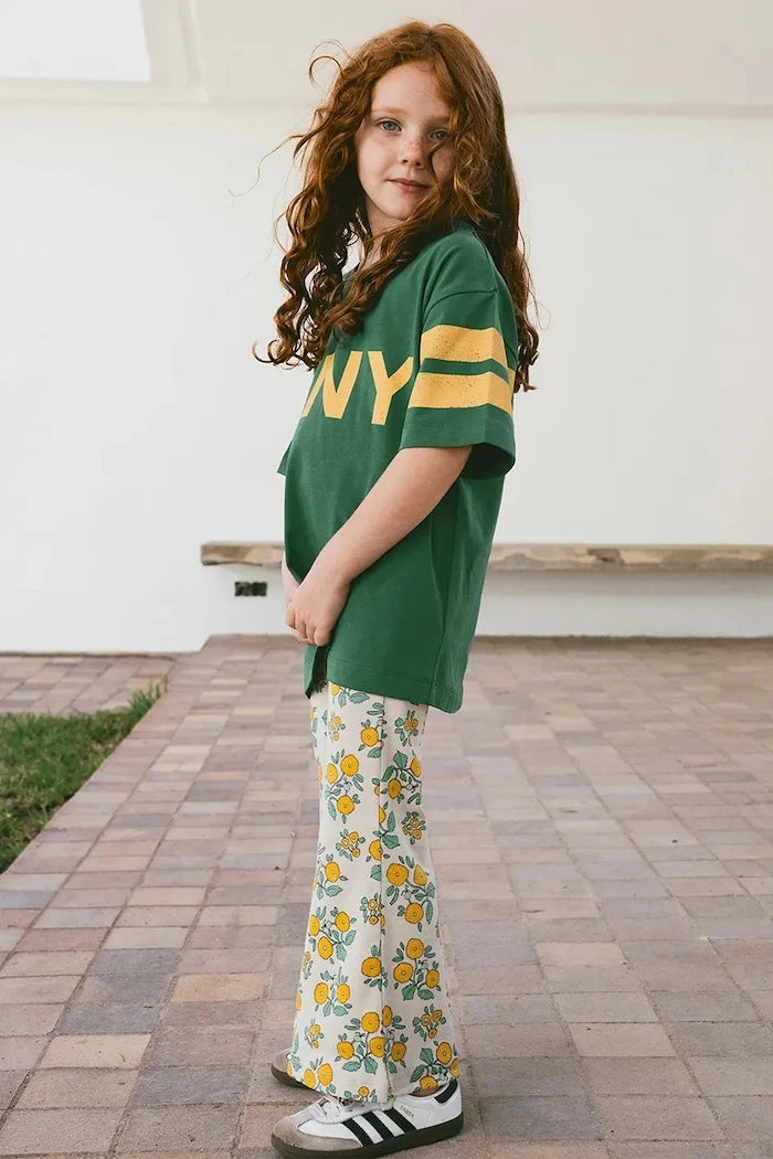 Детски панталон Tinycottons FLOWERS RIB PANT