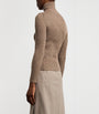Max Mara Beige Wool-Blend Ribbed High-Neck Sweater