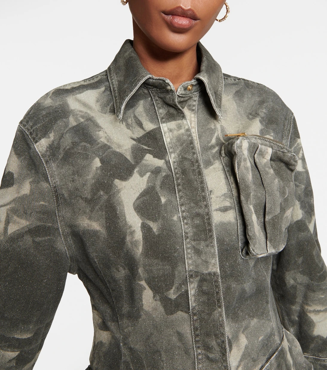 Blumarine - Belted printed denim jacket