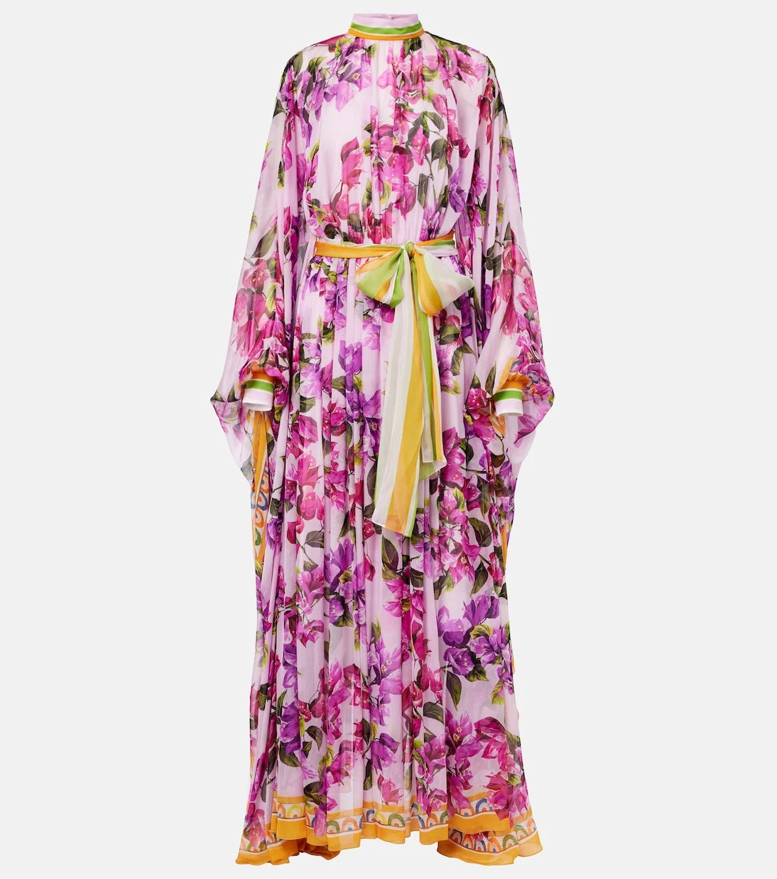 Dolce&Gabbana - قفطان حريري بنقشة الأزهار مع حزام