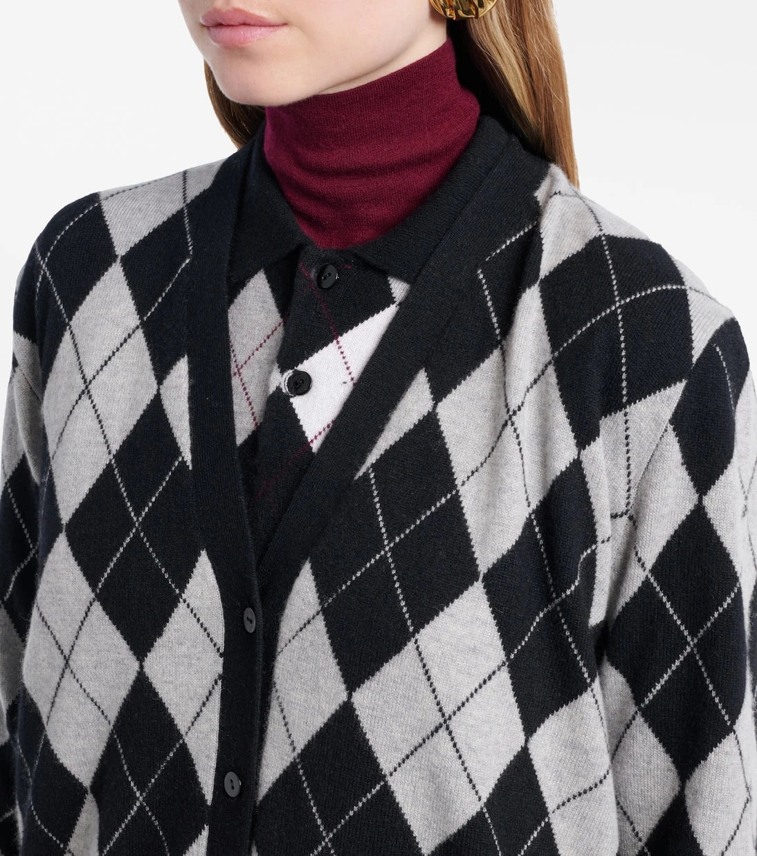 Lisa Yang - Raelyn argyle cashmere cardigan