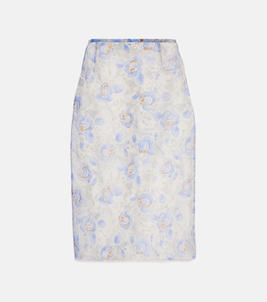 Prada - Floral sheer chiffon pencil skirt