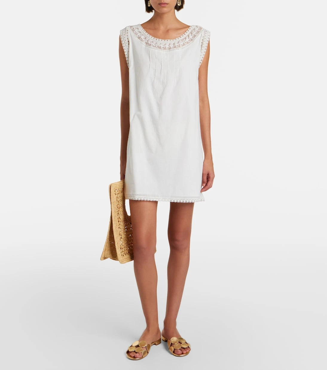 Posse - Danielle lace-trimmed cotton minidress