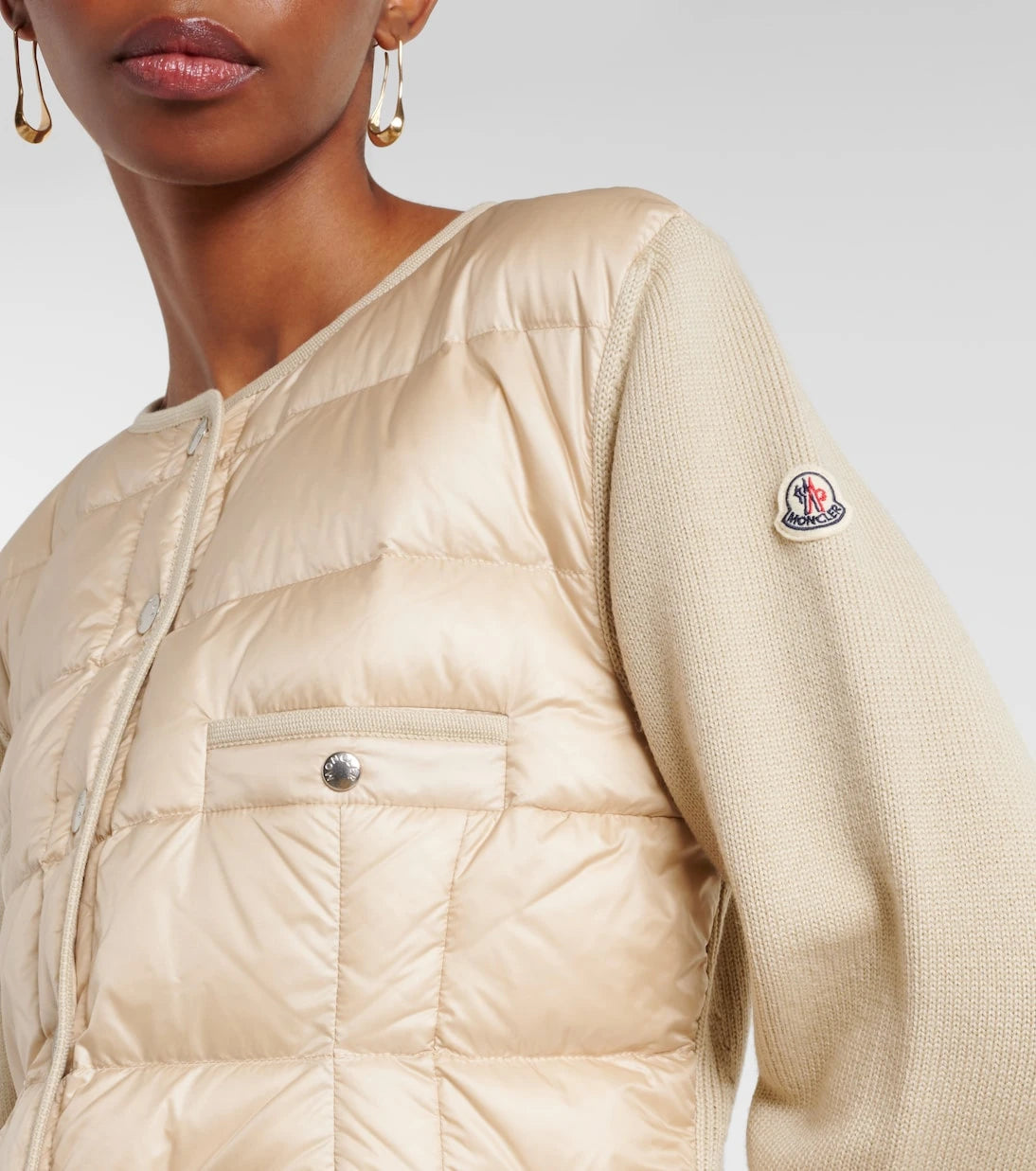 Moncler - Down-paneled virgin wool cardigan