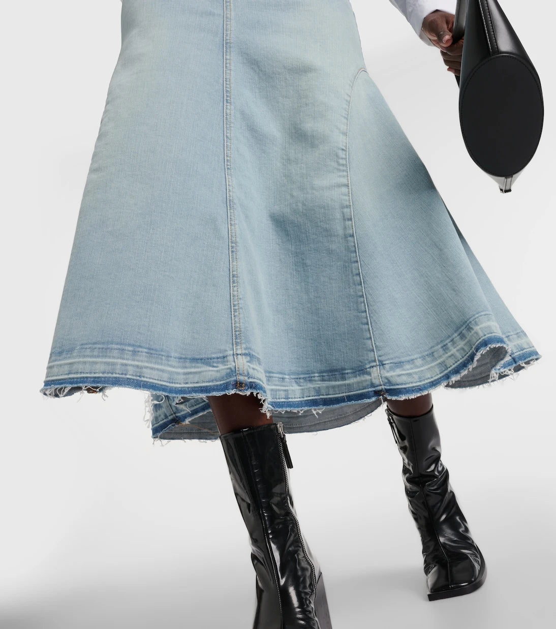 Ganni - High-rise denim midi skirt