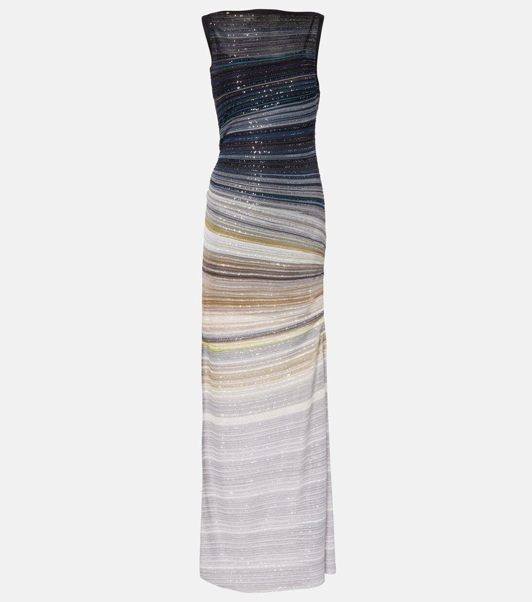 Missoni - فستان طويل ماكسي لاميه مخطط مزين بالترتر